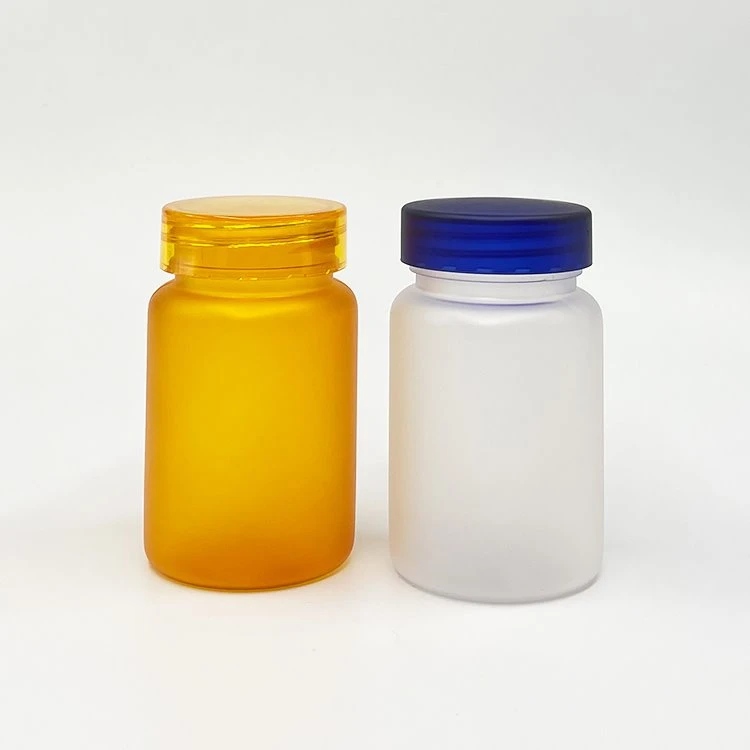 Botella de pastillas de plástico esmerilado PET de 100 cc